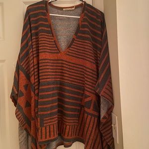 orange & grey poncho